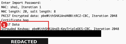 Terminal z poprawnym odczytem pliku PKCS12 w OpenSSL legacy, nazwa użytkownika zanonimizowana